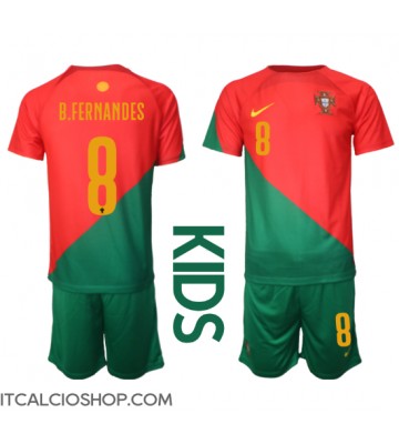 Portogallo Bruno Fernandes #8 Prima Maglia Bambino Mondiali 2022 Manica Corta (+ Pantaloni corti)